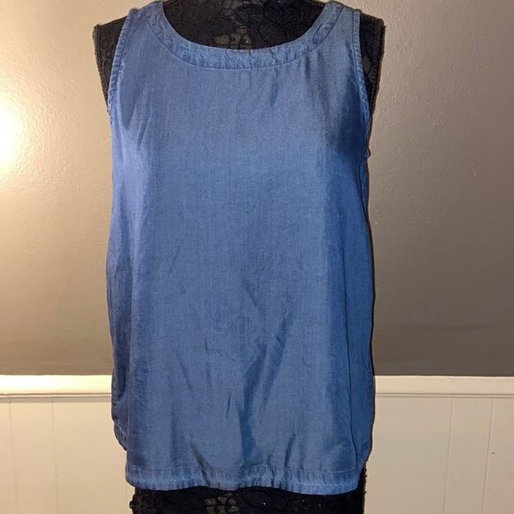 Dark indigo Denim Sleeveless Shirt Size Medium Pure Navy NWT - Picture 1 of 4